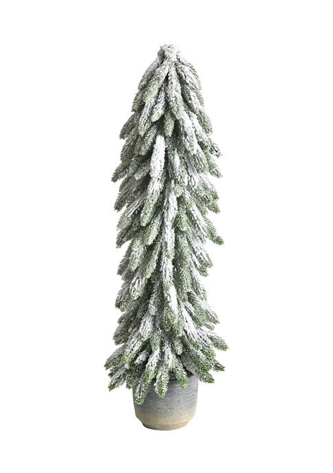 Nearly Natural 3 Inch Flocked Artificial Christmas Tree