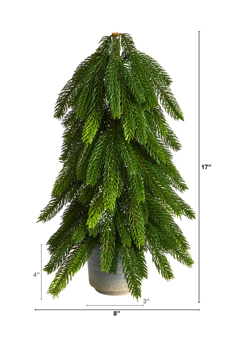 17 Inch Christmas Pine Artificial Tree in Decorative Planter