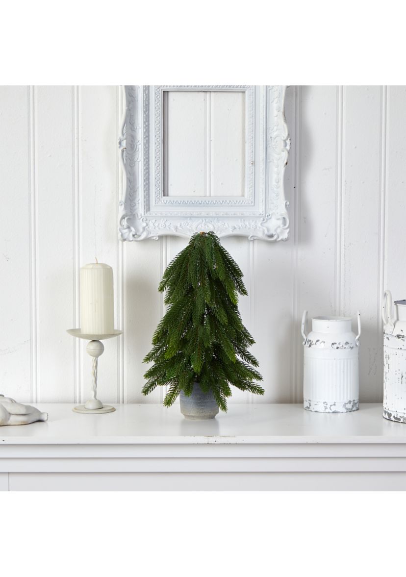 17 Inch Christmas Pine Artificial Tree in Decorative Planter