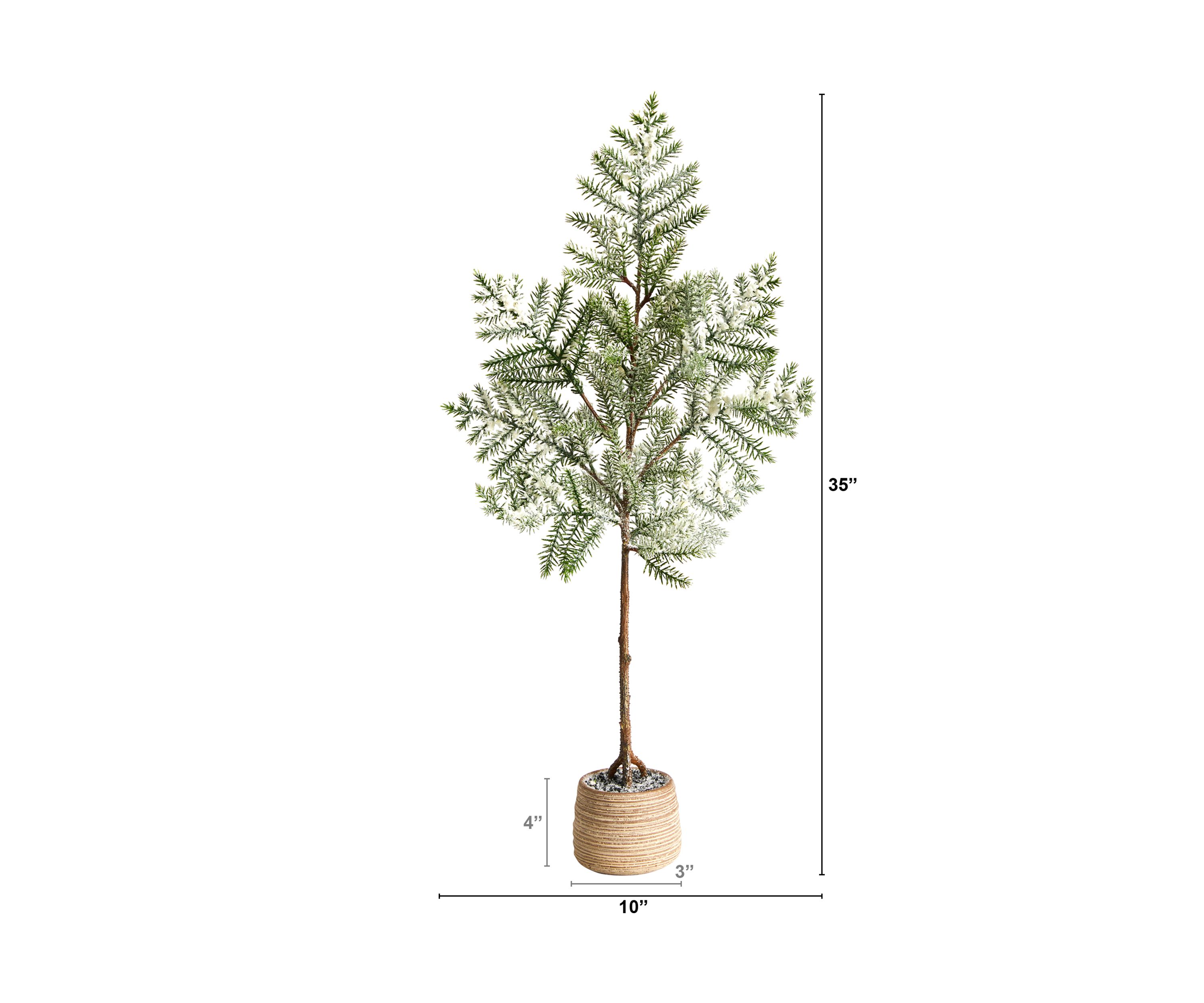 35 Inch Frosted Pine Artificial Christmas Tree in Decorative Planter