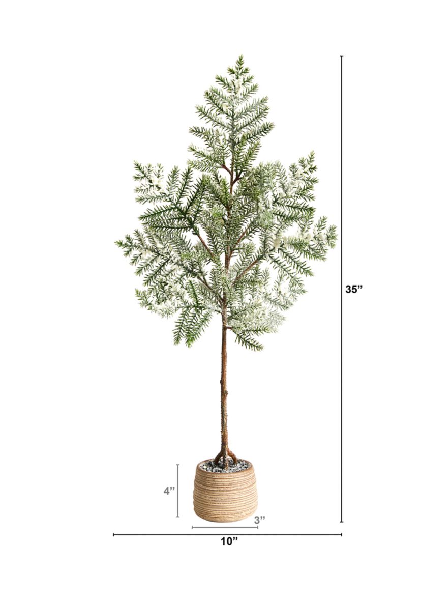 35 Inch Frosted Pine Artificial Christmas Tree in Decorative Planter