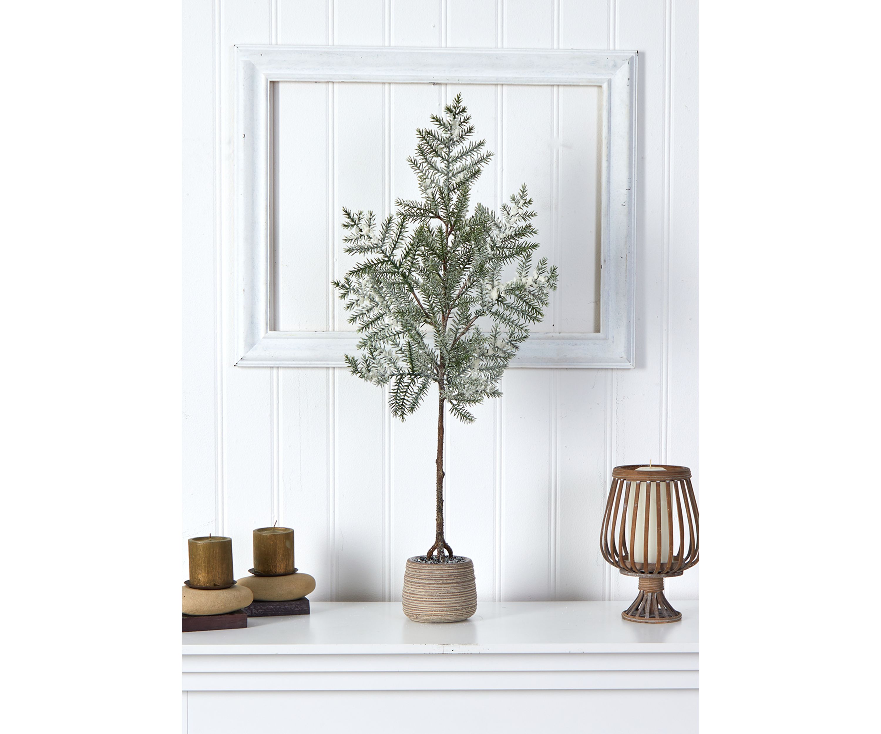 35 Inch Frosted Pine Artificial Christmas Tree in Decorative Planter