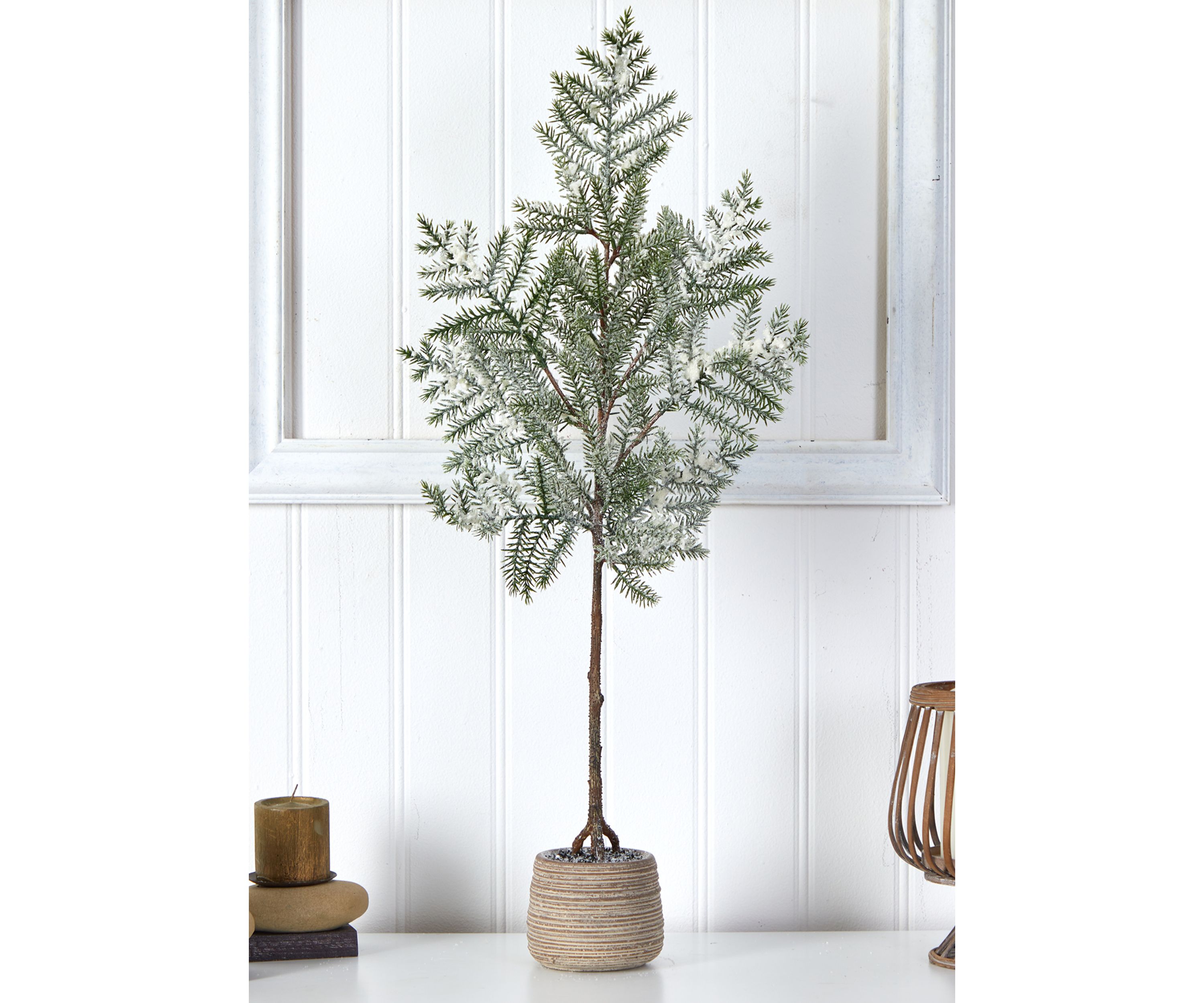 35 Inch Frosted Pine Artificial Christmas Tree in Decorative Planter