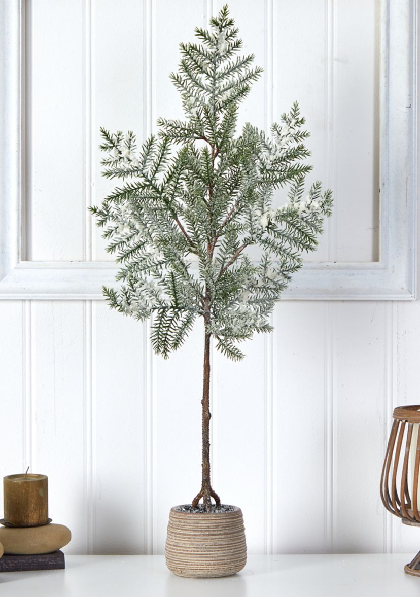 35 Inch Frosted Pine Artificial Christmas Tree in Decorative Planter