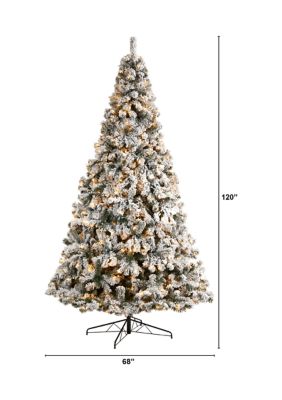 10' Flocked West Virginia Fir Artificial Christmas Tree with 800 Clear LED Lights and 1680 Tips