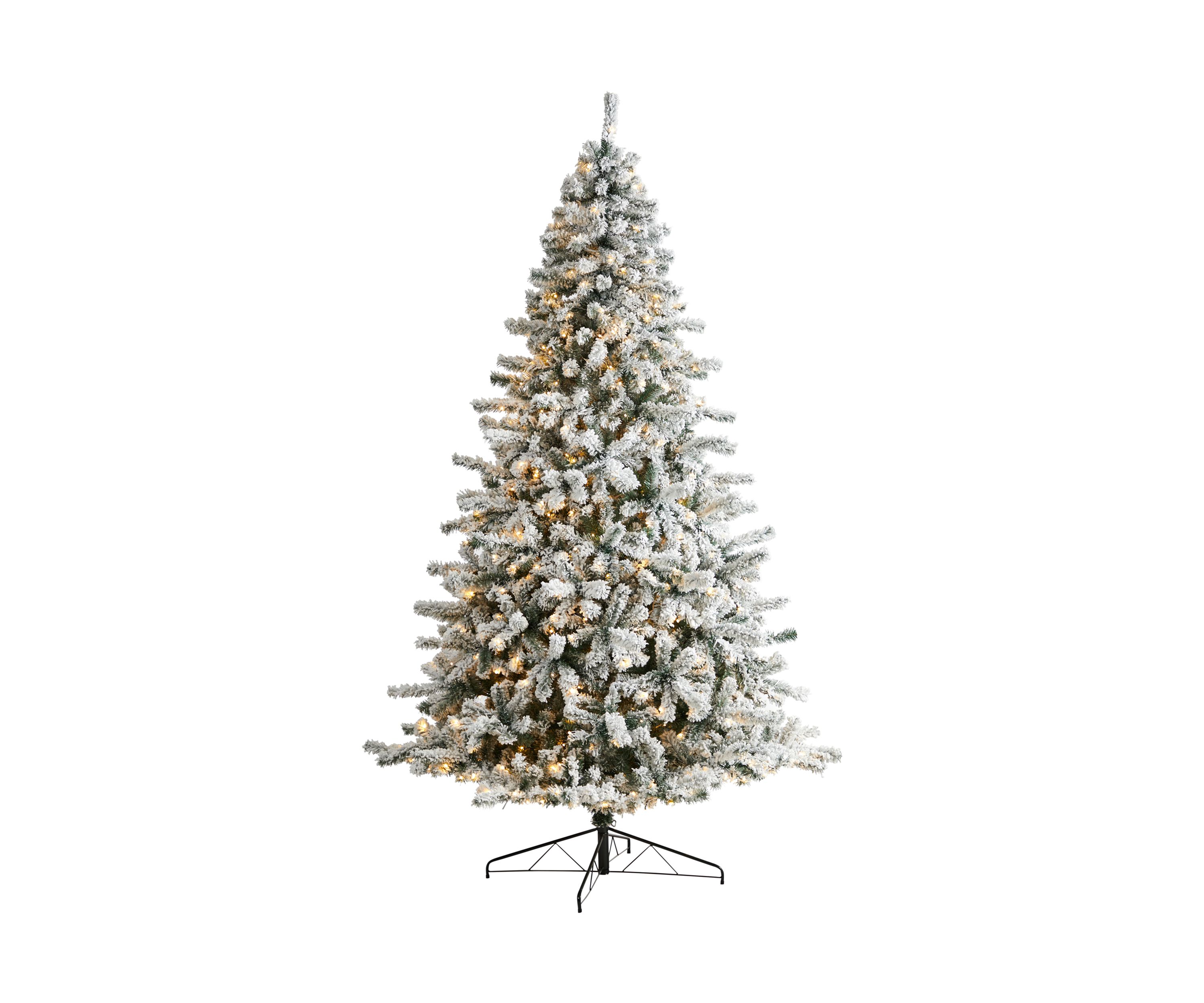 10-Foot Flocked Rock Springs Spruce Christmas Tree with 800 LED Lights and 1880 Bendable Branches