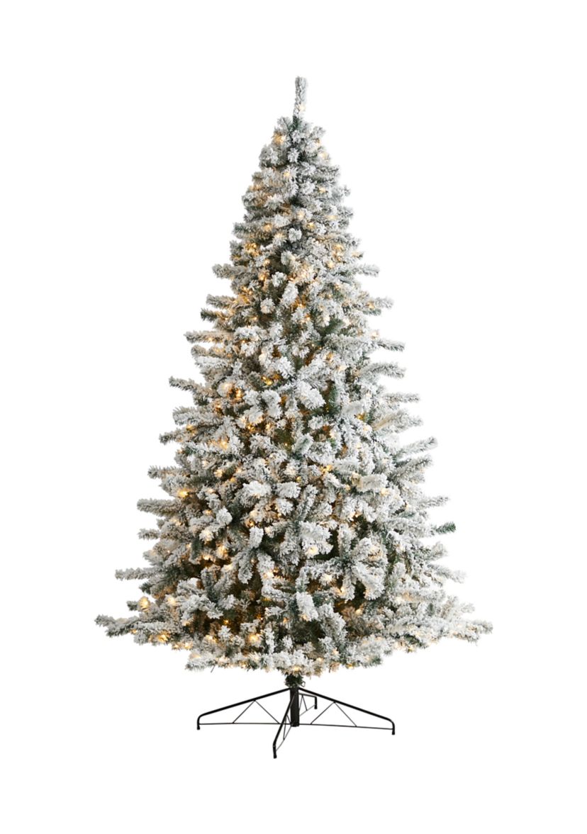 10-Foot Flocked Rock Springs Spruce Christmas Tree with 800 LED Lights and 1880 Bendable Branches
