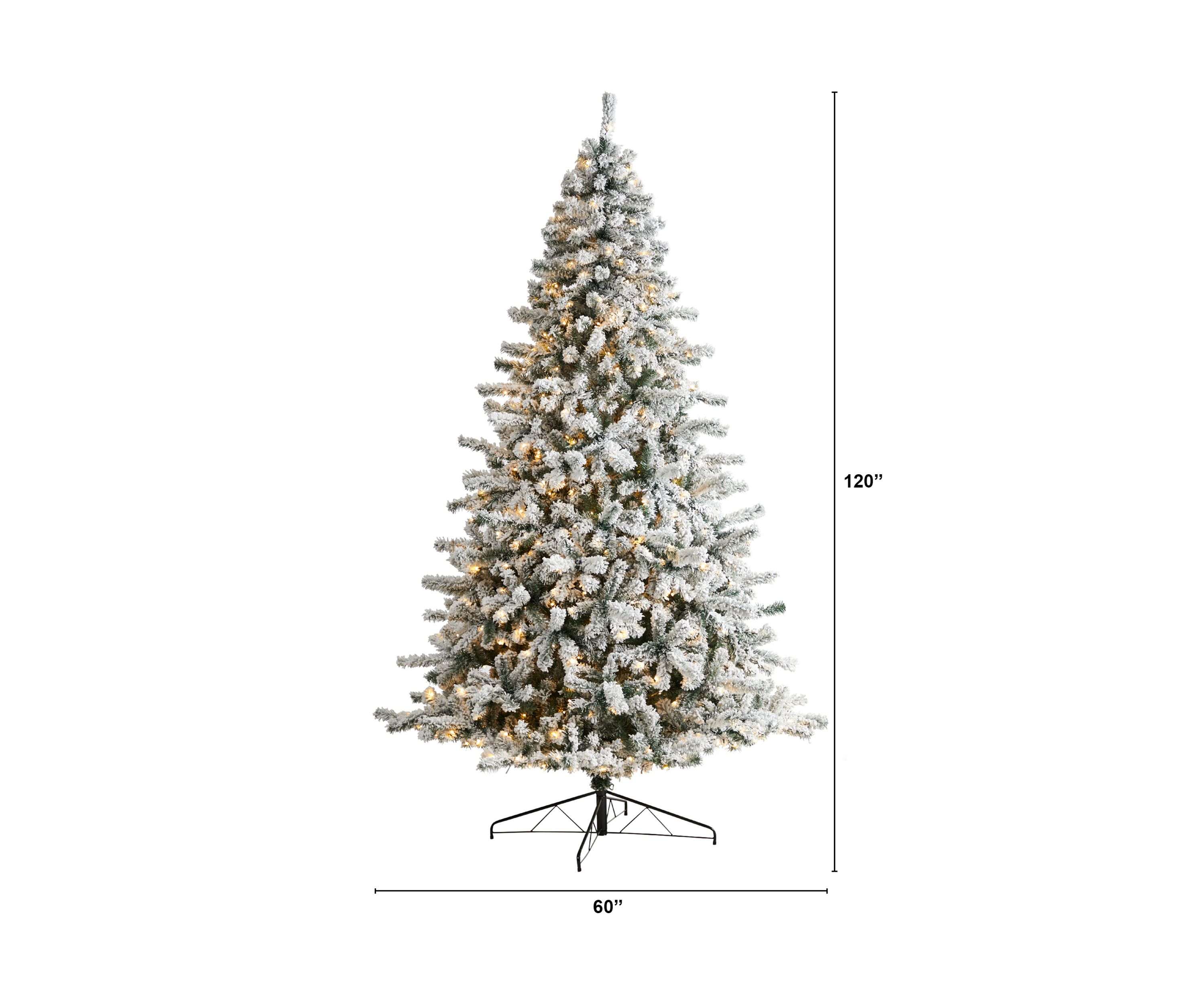 10-Foot Flocked Rock Springs Spruce Christmas Tree with 800 LED Lights and 1880 Bendable Branches