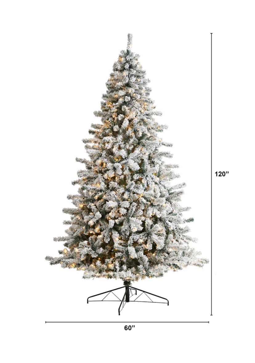 10-Foot Flocked Rock Springs Spruce Christmas Tree with 800 LED Lights and 1880 Bendable Branches