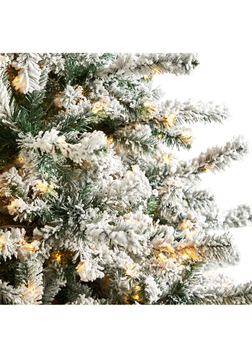 10-Foot Flocked Rock Springs Spruce Christmas Tree with 800 LED Lights and 1880 Bendable Branches