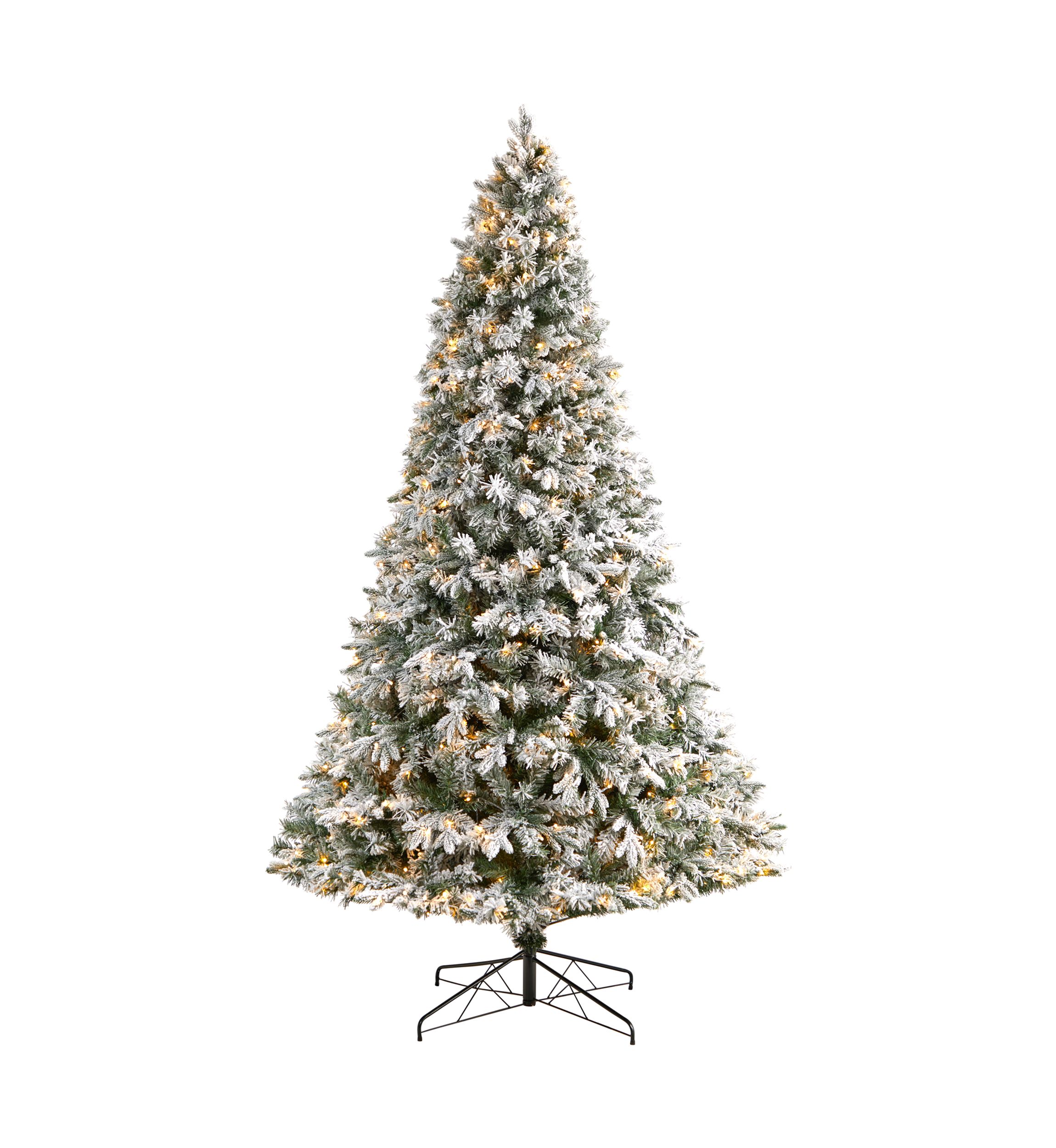 9-Foot Flocked Vermont Mixed Pine Artificial Christmas Tree with 650 LED Lights and 1960 Bendable Branches