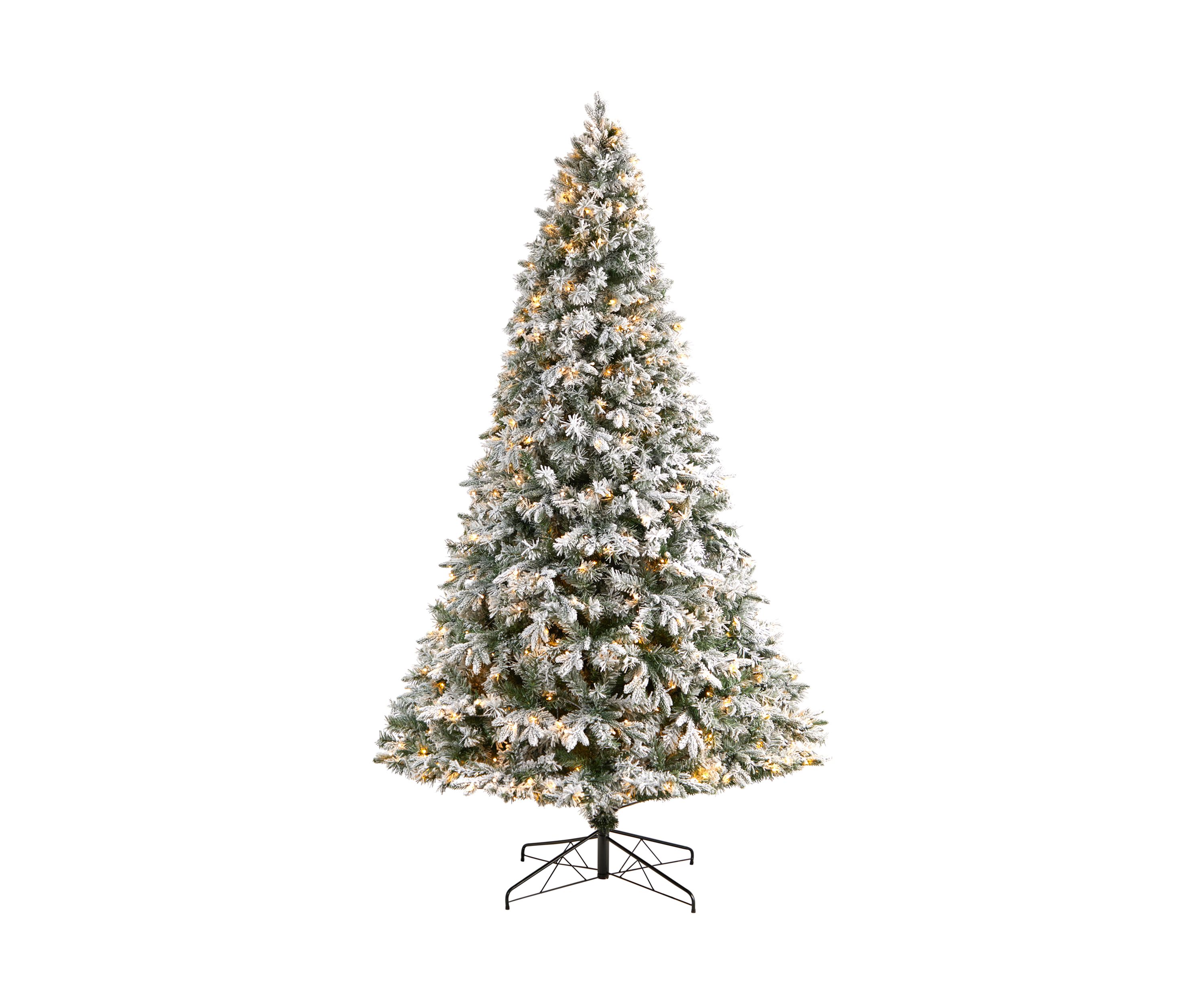 9-Foot Flocked Vermont Mixed Pine Artificial Christmas Tree with 650 LED Lights and 1960 Bendable Branches