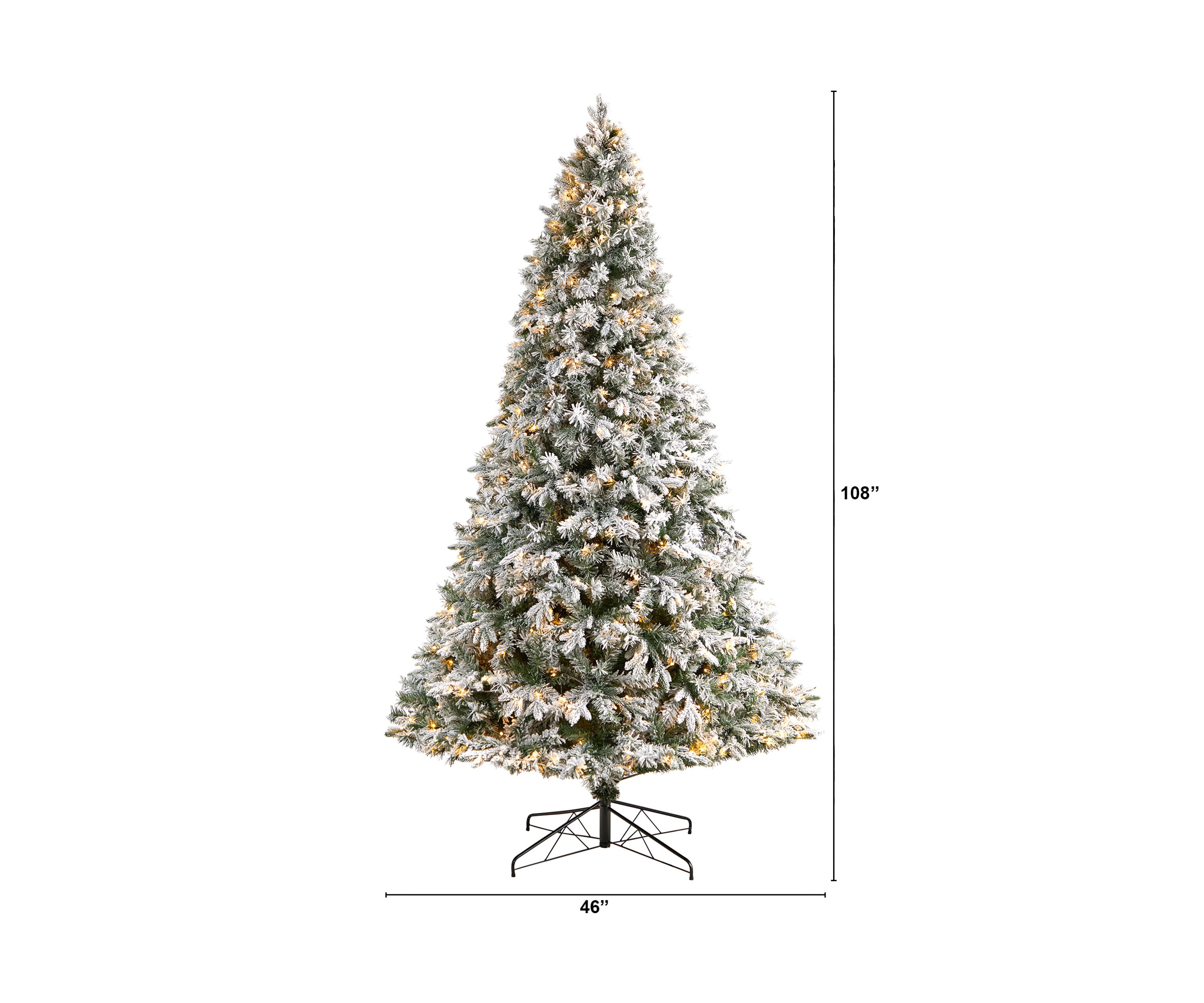 9-Foot Flocked Vermont Mixed Pine Artificial Christmas Tree with 650 LED Lights and 1960 Bendable Branches