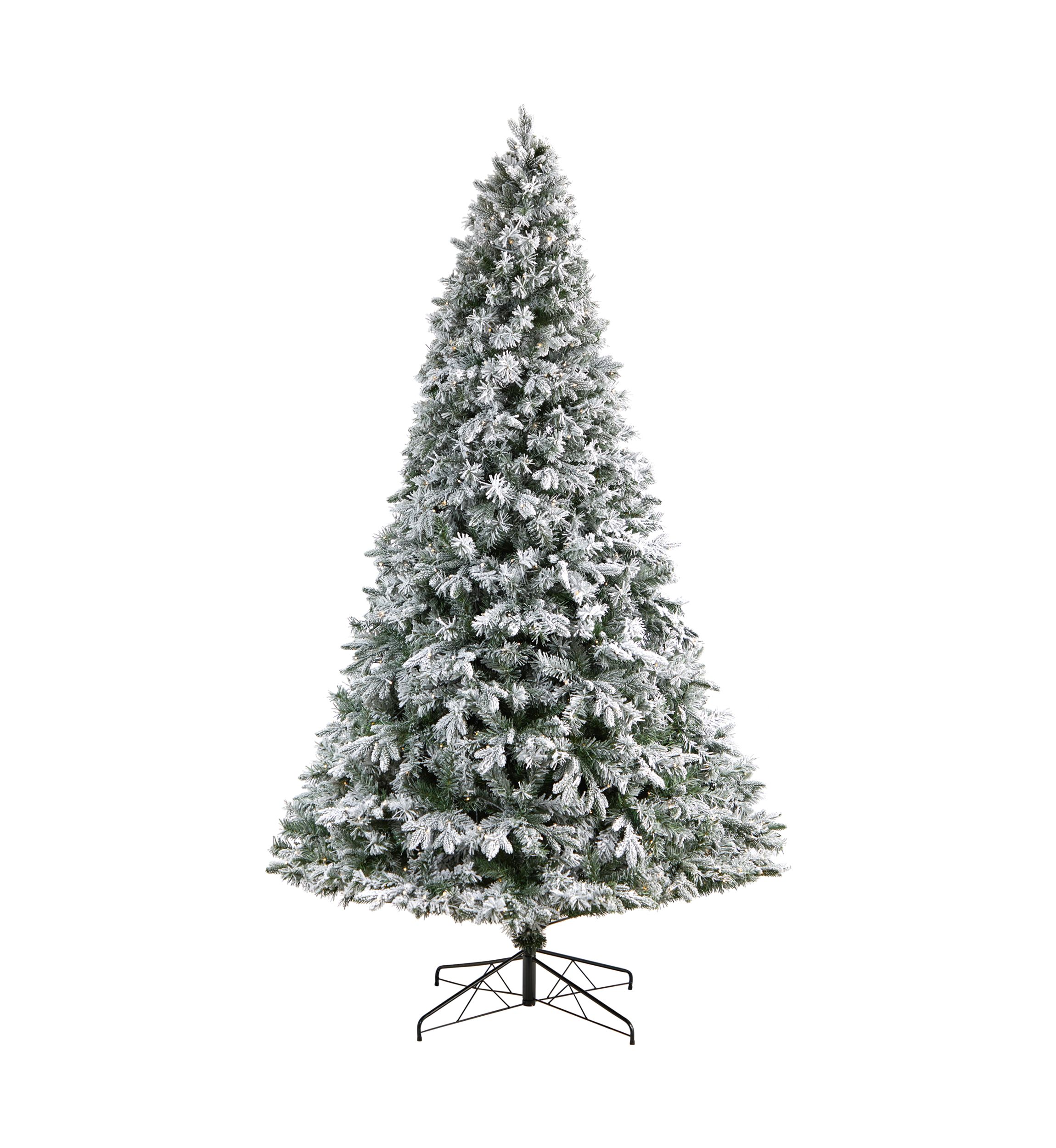 9-Foot Flocked Vermont Mixed Pine Artificial Christmas Tree with 650 LED Lights and 1960 Bendable Branches