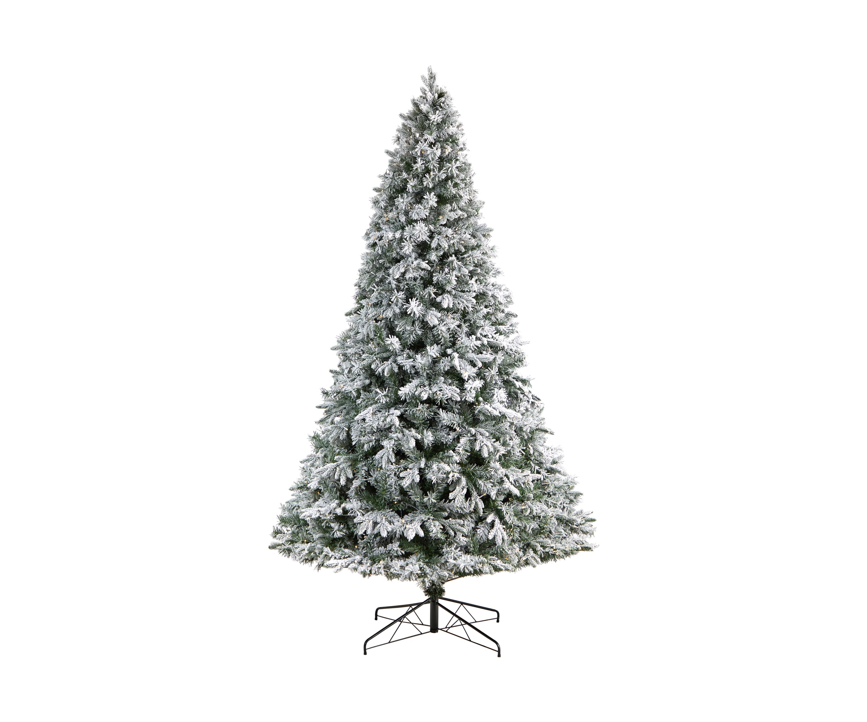 9-Foot Flocked Vermont Mixed Pine Artificial Christmas Tree with 650 LED Lights and 1960 Bendable Branches