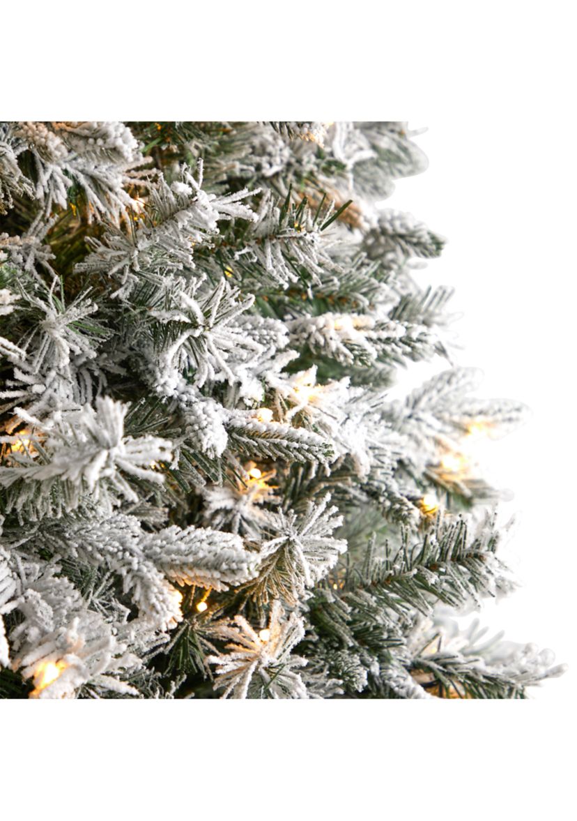 9-Foot Flocked Vermont Mixed Pine Artificial Christmas Tree with 650 LED Lights and 1960 Bendable Branches