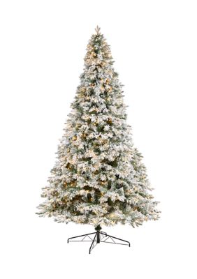 Foot Flocked Vermont Mixed Pine Artificial Christmas Tree with LED Lights and Bendable Branches