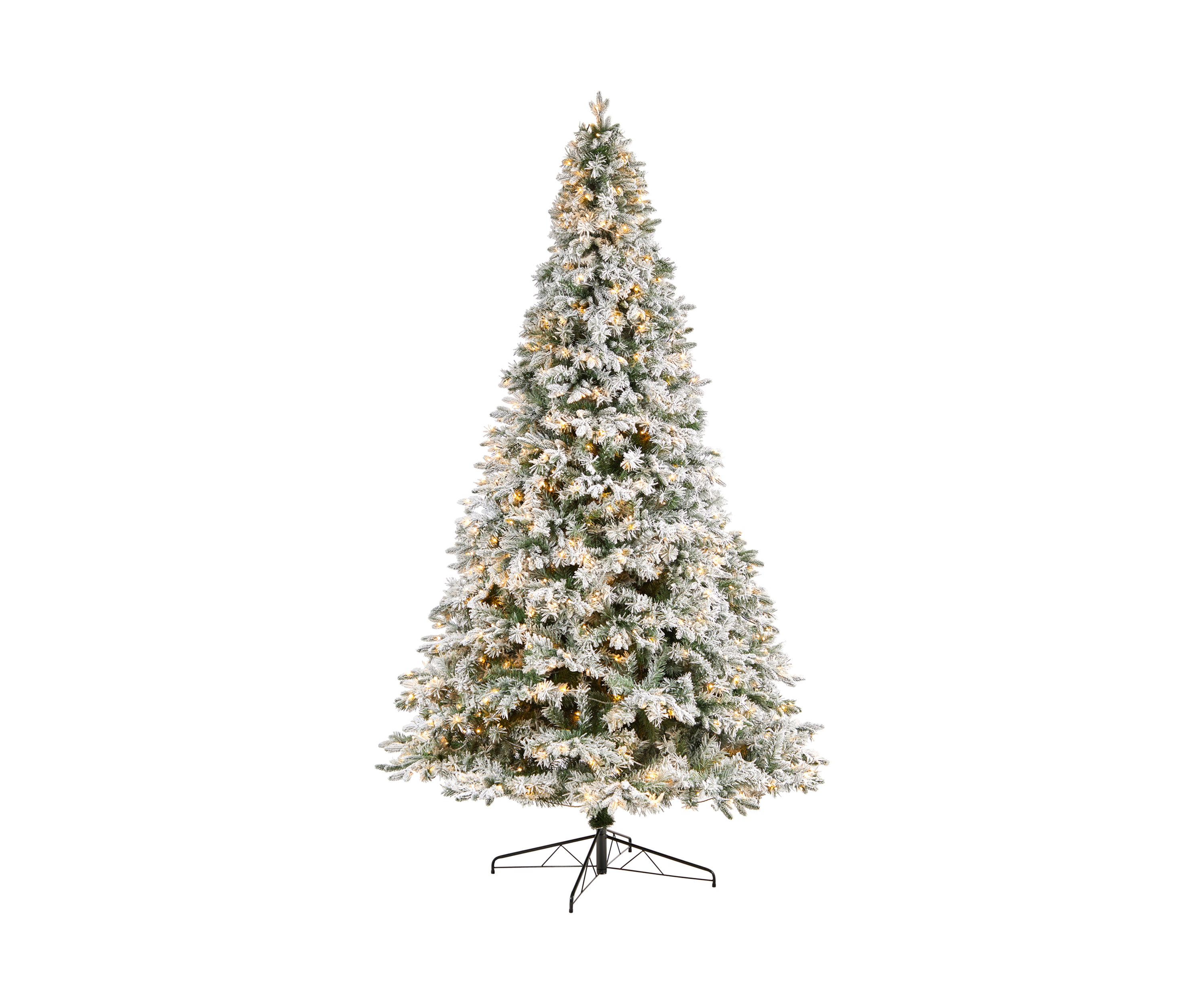 10-Foot Flocked Vermont Mixed Pine Artificial Christmas Tree with 800 LED Lights and 2200 Bendable Branches