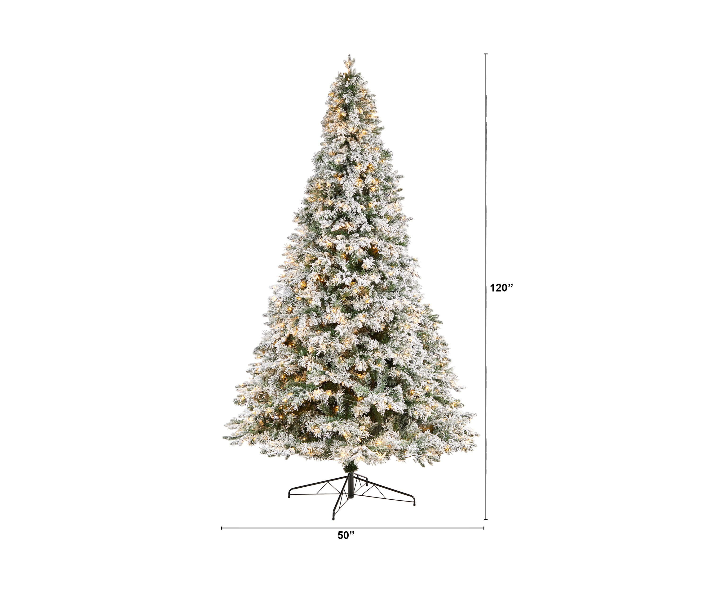 10-Foot Flocked Vermont Mixed Pine Artificial Christmas Tree with 800 LED Lights and 2200 Bendable Branches