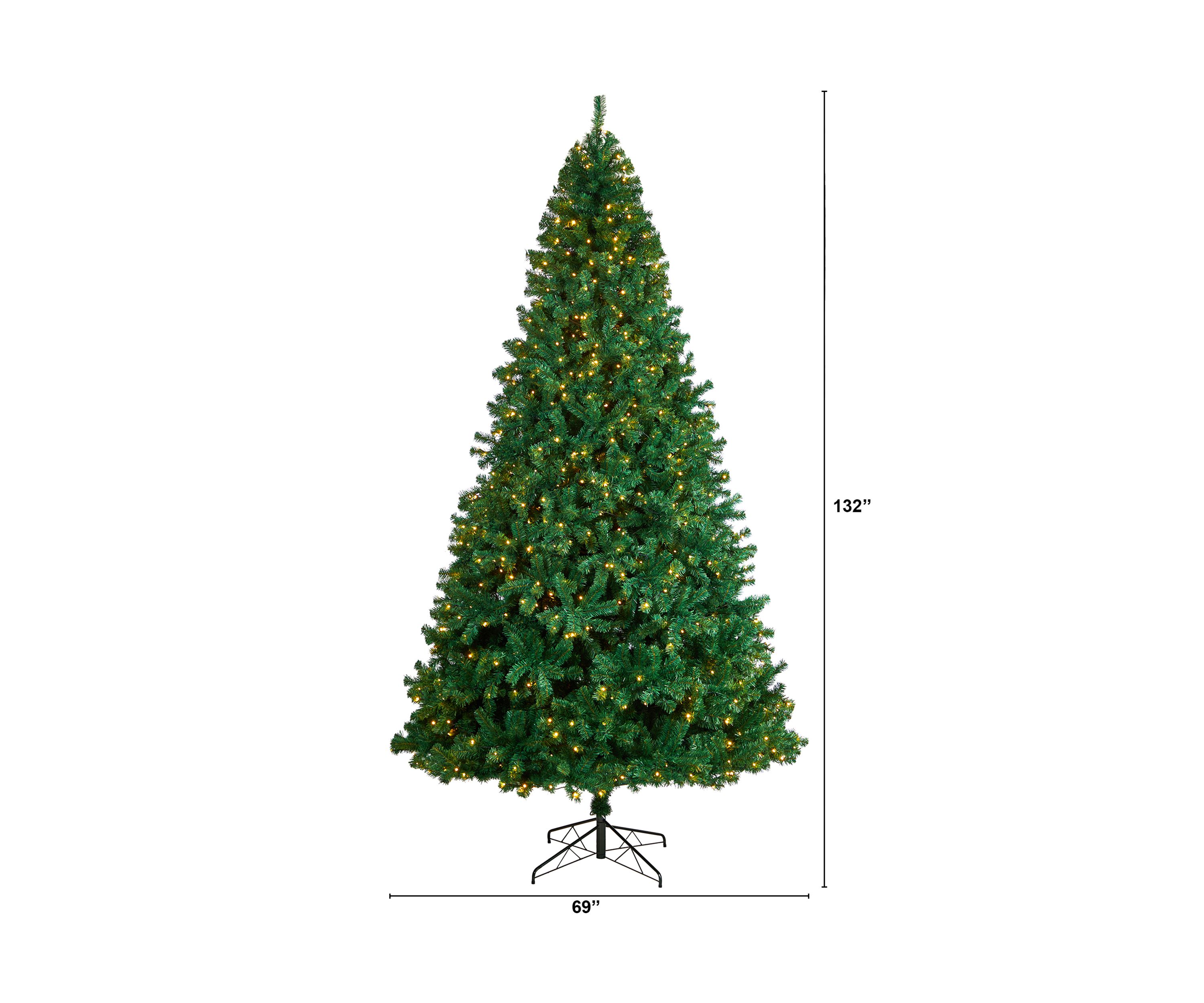 11-Foot Northern Tip Artificial Christmas Tree with 1000 Clear LED Lights and 2720 Bendable Branches