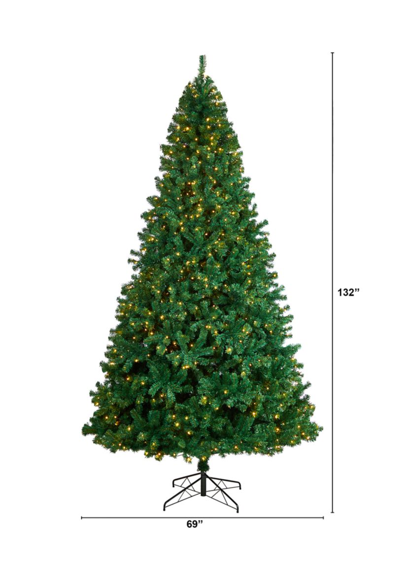 11-Foot Northern Tip Artificial Christmas Tree with 1000 Clear LED Lights and 2720 Bendable Branches