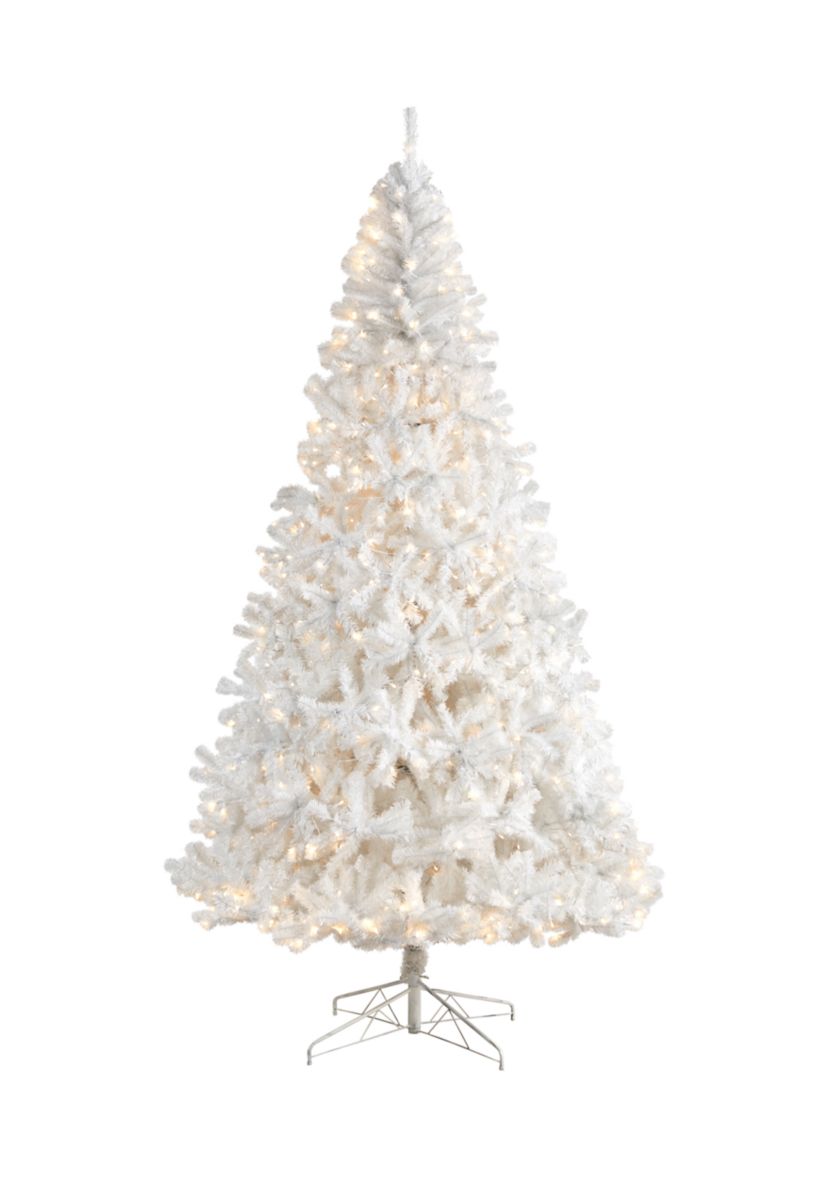 9-Foot White Artificial Christmas Tree with 1860 Bendable Branches and 650 LED Lights