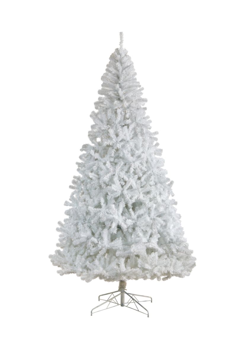 9-Foot White Artificial Christmas Tree with 1860 Bendable Branches and 650 LED Lights