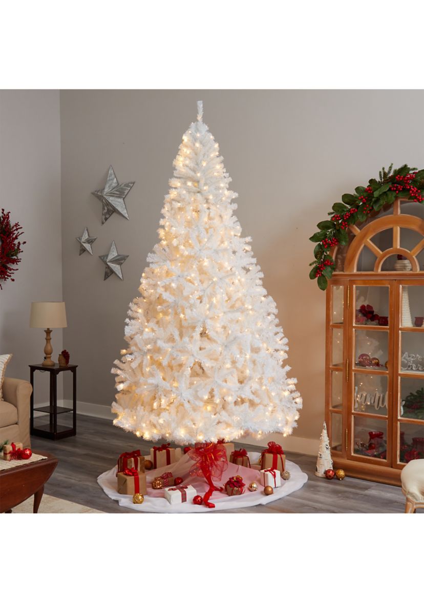 9-Foot White Artificial Christmas Tree with 1860 Bendable Branches and 650 LED Lights