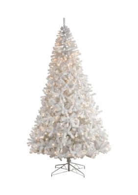 10-Foot White Artificial Christmas Tree with 2200 Bendable Branches and 800 LED Lights