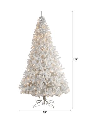 10-Foot White Artificial Christmas Tree with 2200 Bendable Branches and 800 LED Lights