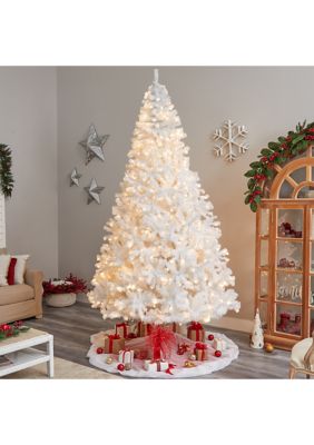 10-Foot White Artificial Christmas Tree with 2200 Bendable Branches and 800 LED Lights