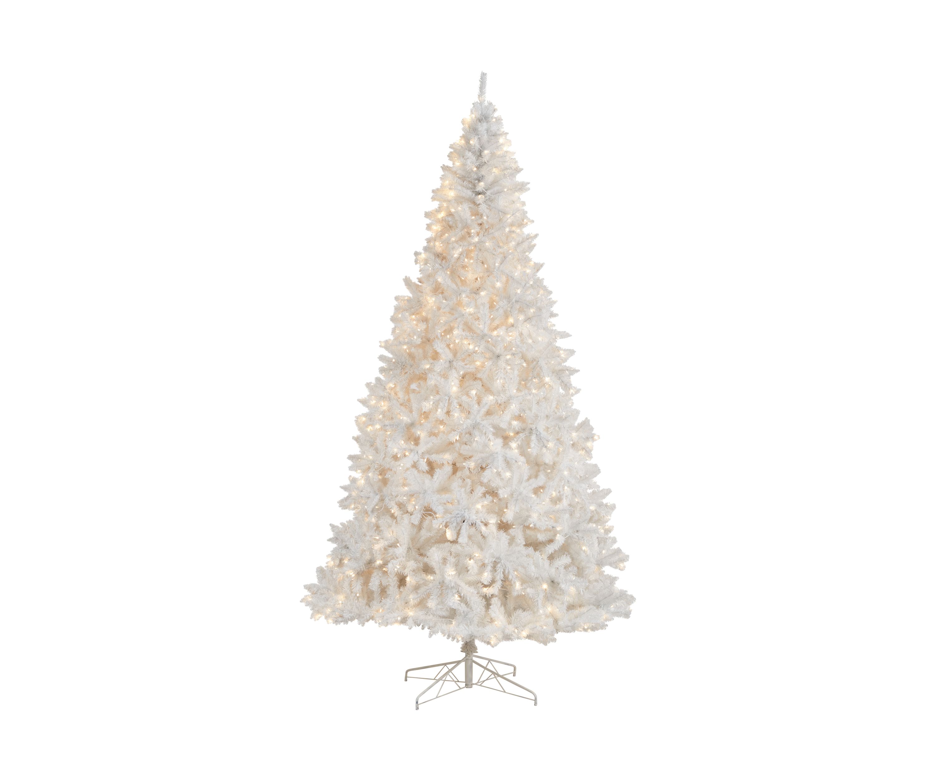 11-Foot White Artificial Christmas Tree with 2720 Bendable Branches and 1000 LED Lights