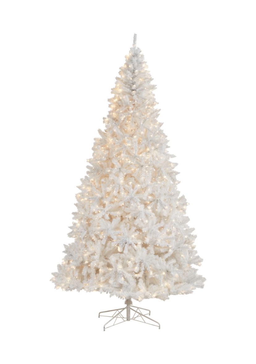 11-Foot White Artificial Christmas Tree with 2720 Bendable Branches and 1000 LED Lights
