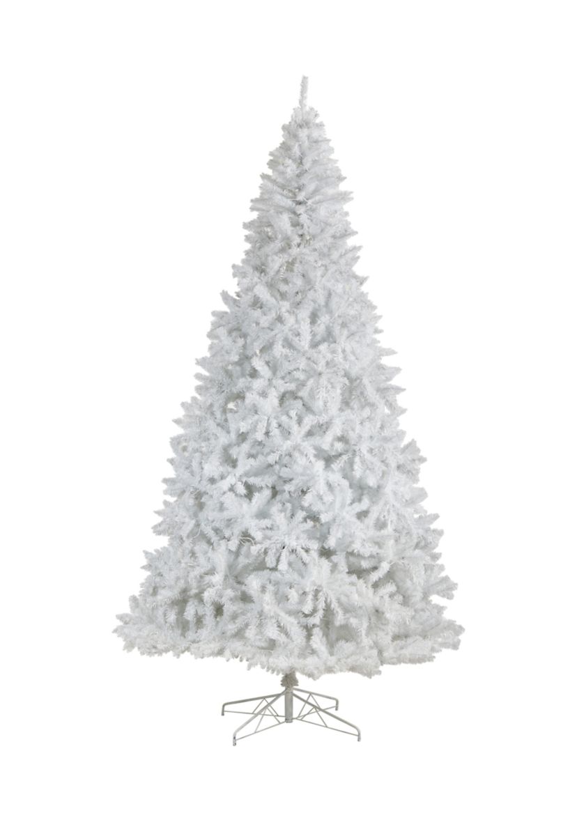 11-Foot White Artificial Christmas Tree with 2720 Bendable Branches and 1000 LED Lights