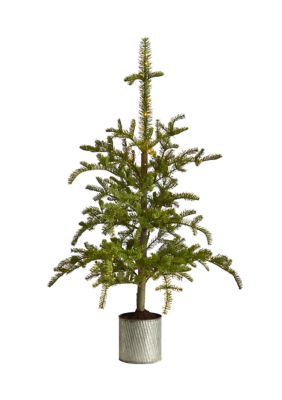 Nearly Natural 4.5-Foot Pre-Lit Christmas Pine Artificial Tree in Decorative Planter