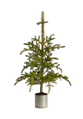 4.5-Foot Pre-Lit Christmas Pine Artificial Tree in Decorative Planter