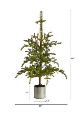 4.5-Foot Pre-Lit Christmas Pine Artificial Tree in Decorative Planter