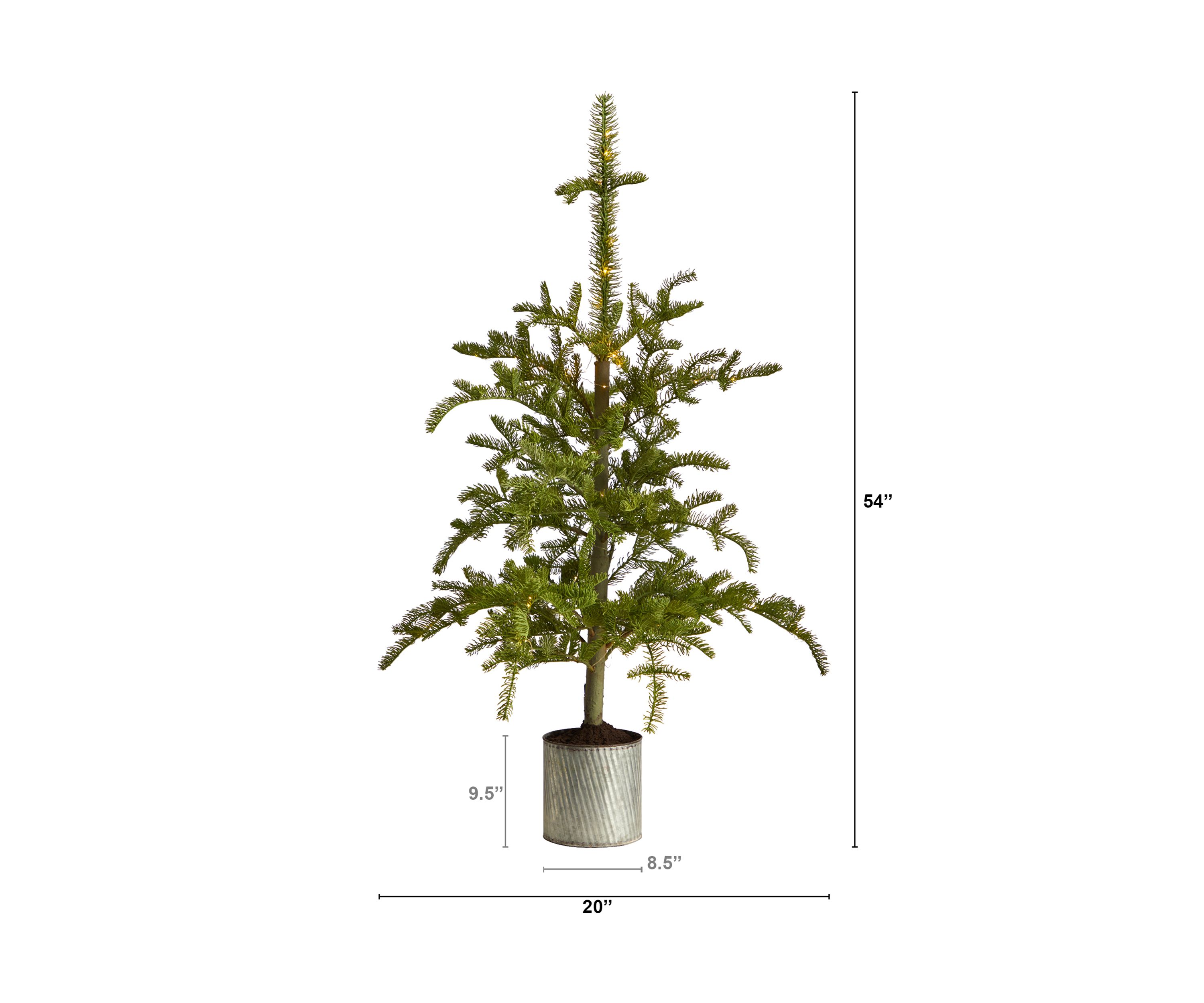 4.5-Foot Pre-Lit Christmas Pine Artificial Tree in Decorative Planter