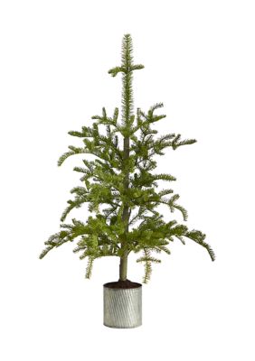 4.5-Foot Pre-Lit Christmas Pine Artificial Tree in Decorative Planter