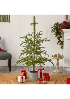 4.5-Foot Pre-Lit Christmas Pine Artificial Tree in Decorative Planter