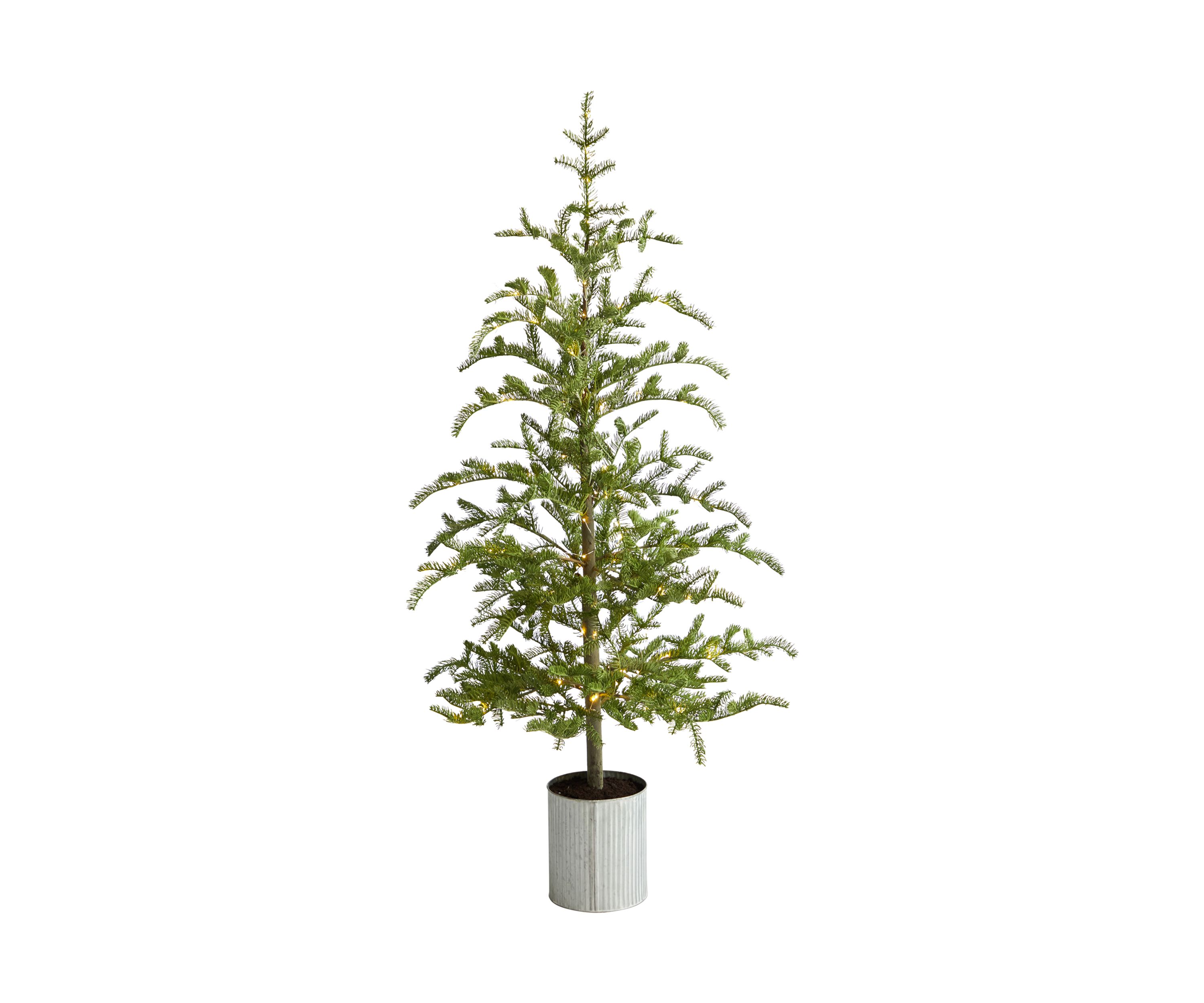 5.5 Foot Pre-Lit Pine Artificial Christmas Tree in Decorative Planter with 150 Lights
