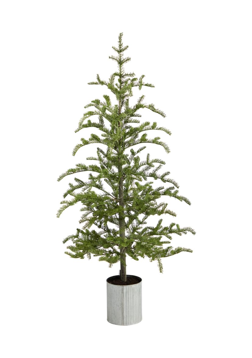 5.5 Foot Pre-Lit Pine Artificial Christmas Tree in Decorative Planter with 150 Lights