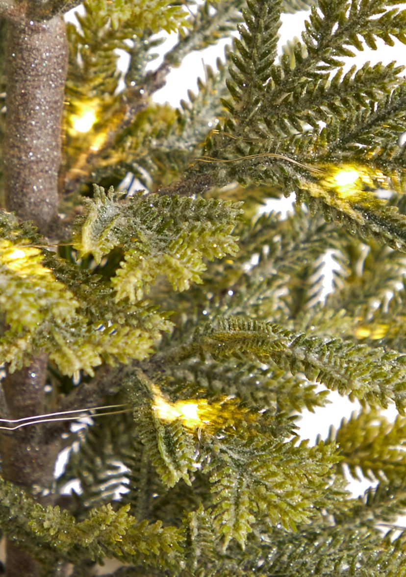 26" Pine Natural Look Artificial Christmas Tree with 35 Warm White Lights in Rustic Metal Planter