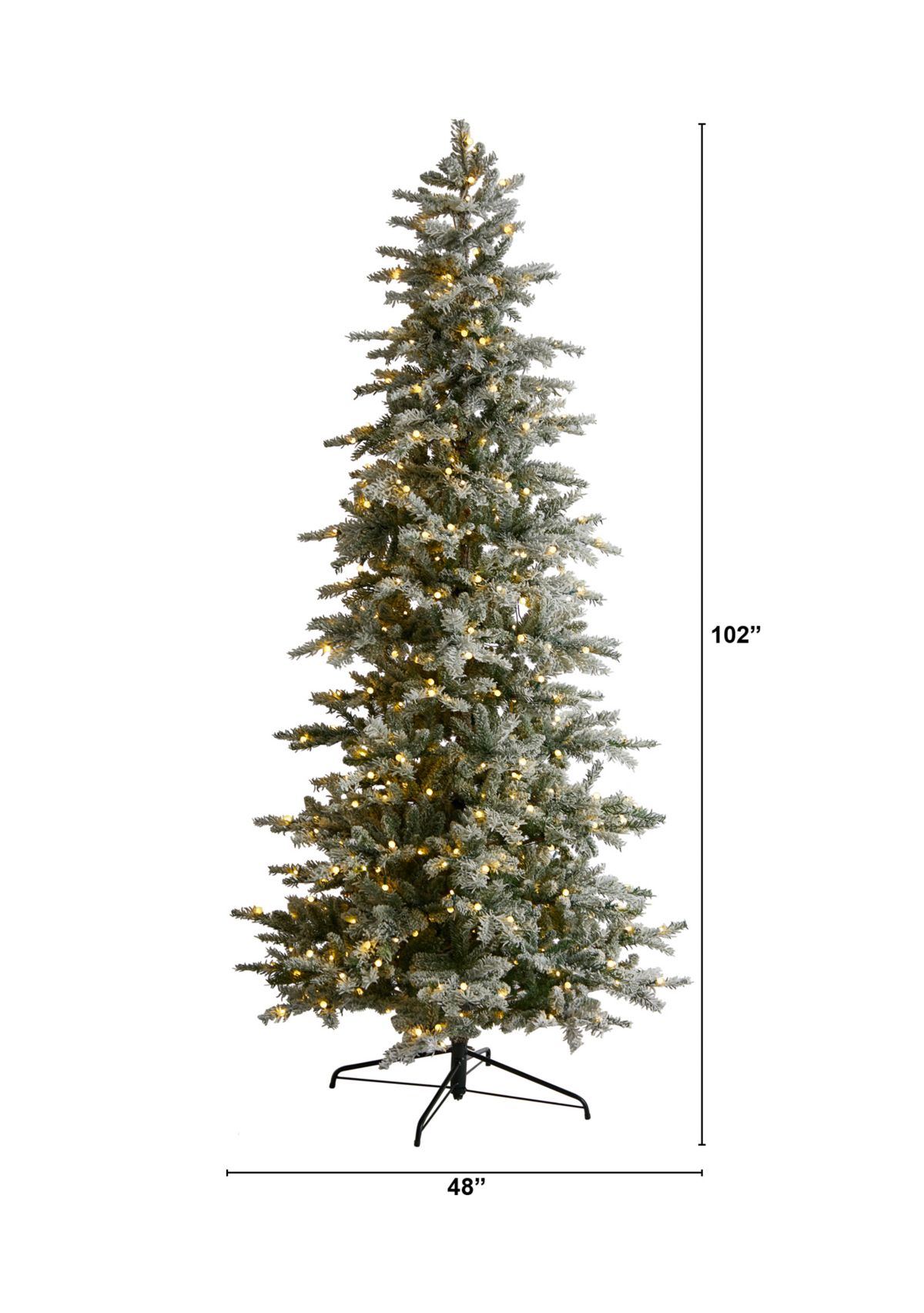 8.5-Foot Slim Flocked Nova Scotia Spruce Artificial Christmas Tree with 500 Warm White LED Lights and 1061 Bendable Branches