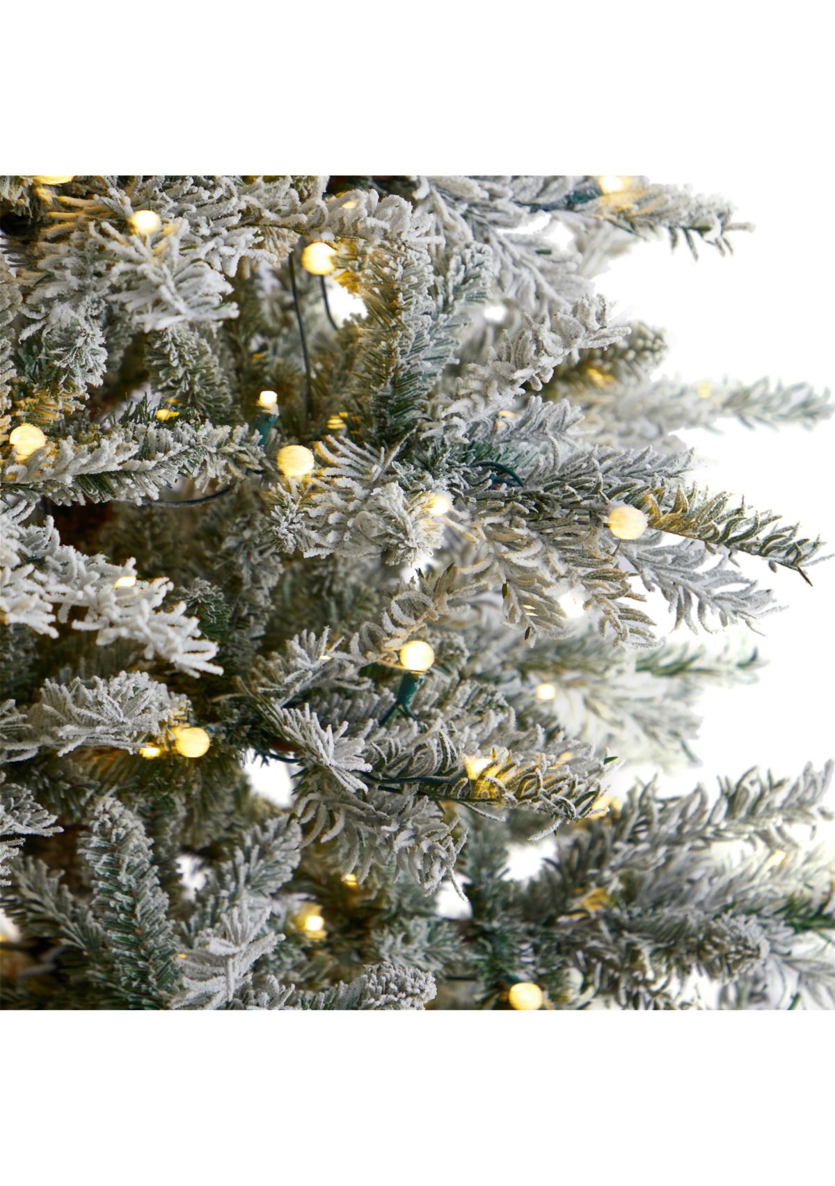 8.5-Foot Slim Flocked Nova Scotia Spruce Artificial Christmas Tree with 500 Warm White LED Lights and 1061 Bendable Branches