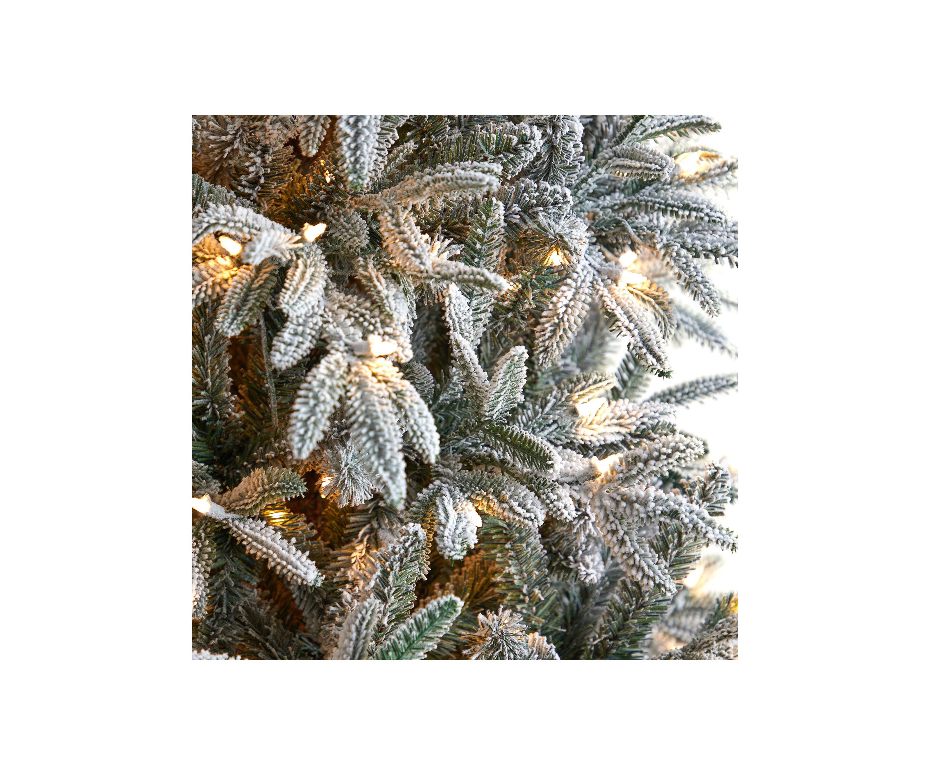 8.5-Foot Flocked Manchester Spruce Artificial Christmas Tree with 550 Lights and 1317 Bendable Branches
