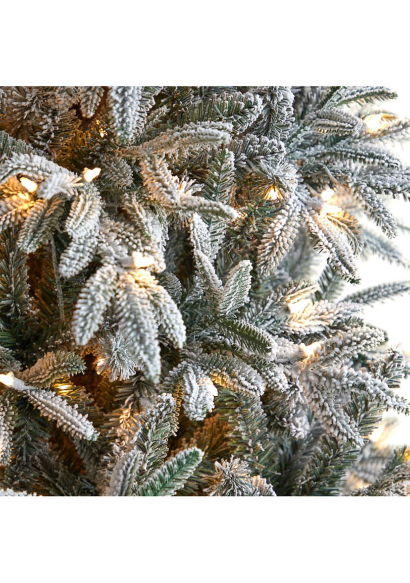 8.5-Foot Flocked Manchester Spruce Artificial Christmas Tree with 550 Lights and 1317 Bendable Branches