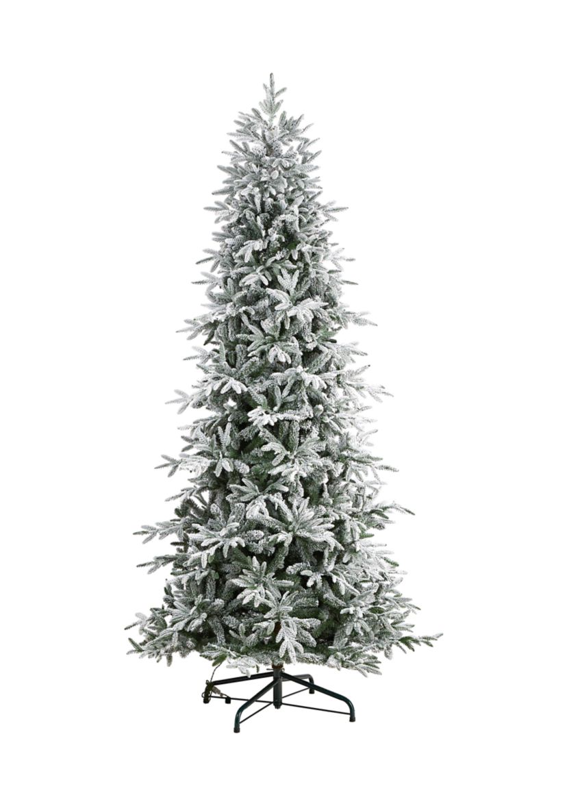 9.5-Foot Flocked Manchester Spruce Artificial Christmas Tree with 650 Lights and 1733 Bendable Branches