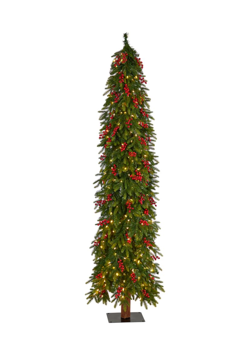 7-Foot Victoria Fir Artificial Christmas Tree with 300 Multi-Color (Multifunction) LED Lights, Berries and 565 Bendable Branches