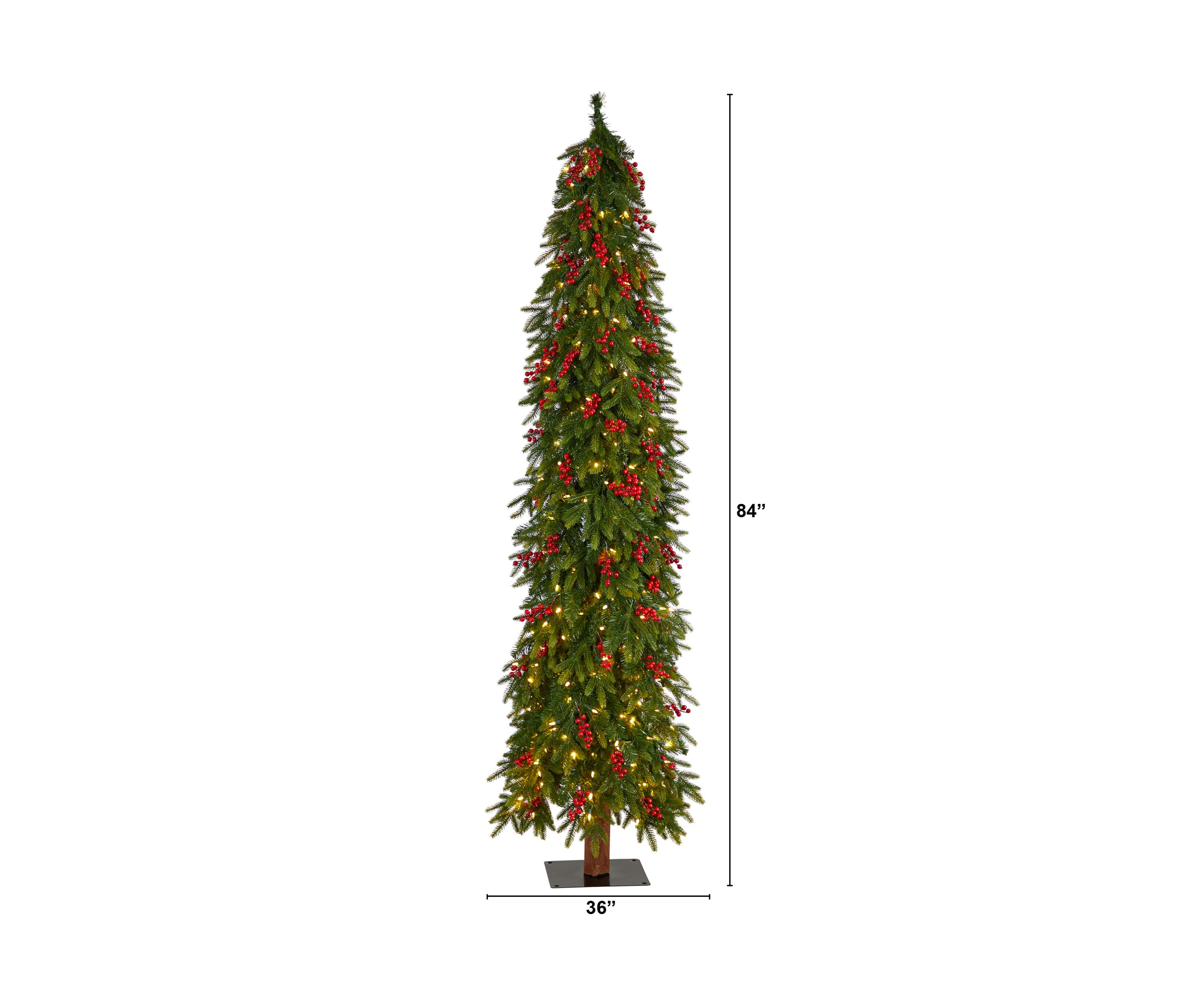 7-Foot Victoria Fir Artificial Christmas Tree with 300 Multi-Color (Multifunction) LED Lights, Berries and 565 Bendable Branches